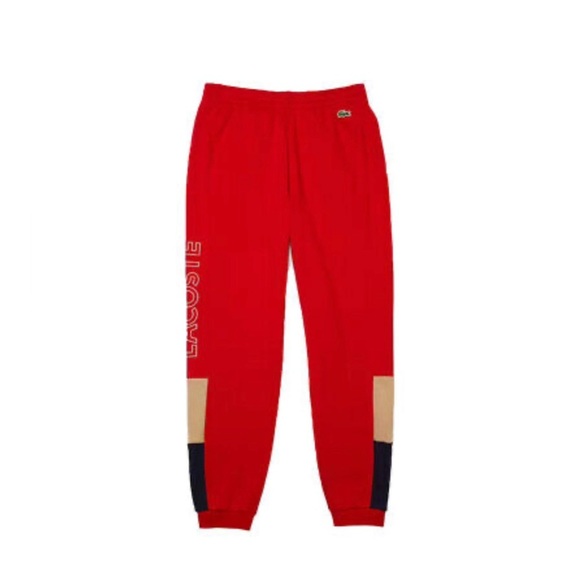 Lacoste Authentic Color Block Fleece Mens Red/Navy Blue Joggers XH7064 ✔️ - Picture 1 of 3